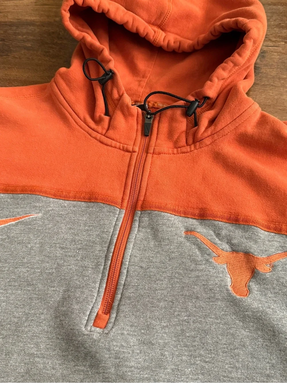 Nike Orange Half-Zip Hoodie with Black Zipper Accents